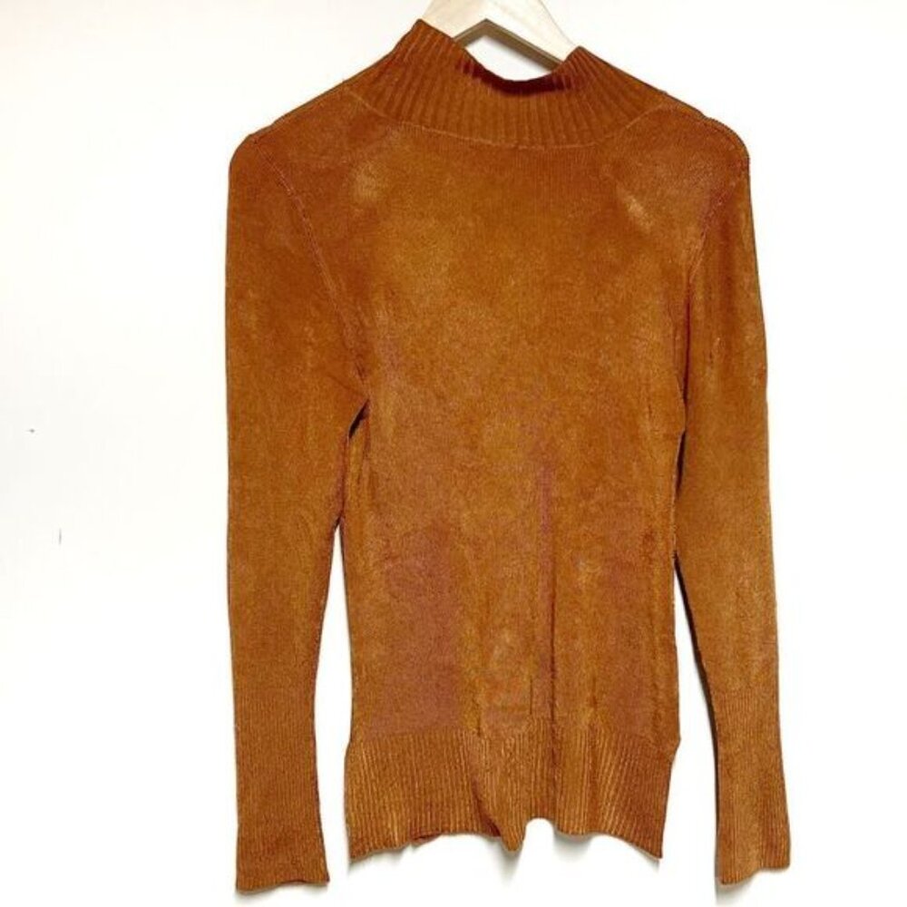 Intimately Free People Cinnamon Shimmery Fitted Mock Neck  Sz Womens M - Picture 2 of 7